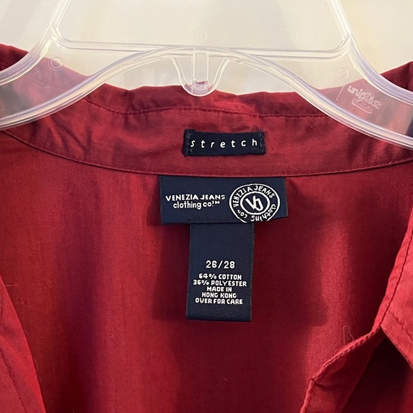 Lane Bryant Maroon 3/4 sleeve dress shirt. Venezia Jean Co - Picture 2 of 8